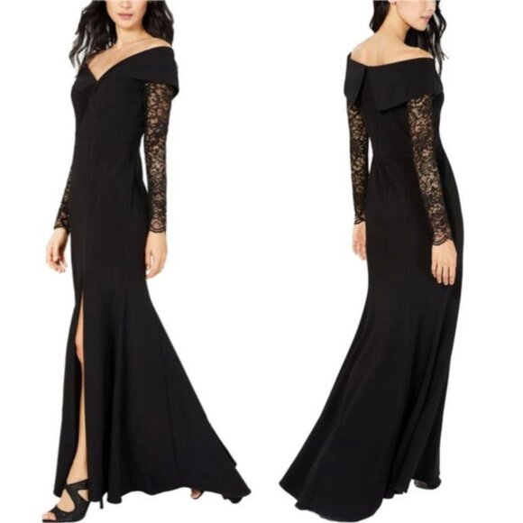 Xscape Dresses & Skirts - XSCAPE LACE SLEEVES OFF-THE-SHOULDER FORMAL DRESS 0214